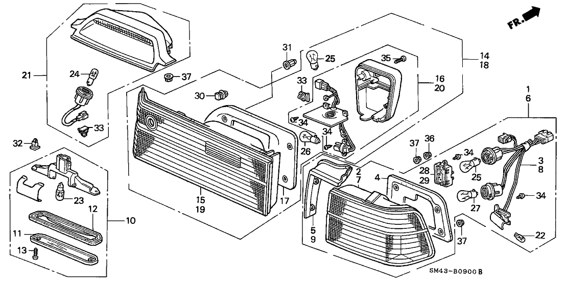 Honda New 1990-1991 Fits Honda Accord Cover & Wire, R., Part # 34152-SM4-003