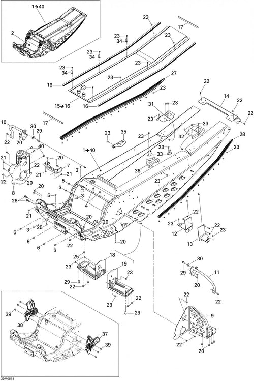 Fits 2005-2007 Ski-Doo Mach Z 1000 SDI / Mach Z 1000 SDI Adrenaline & X Models RH Footrest Reinforcement, OEM Part # 518323952