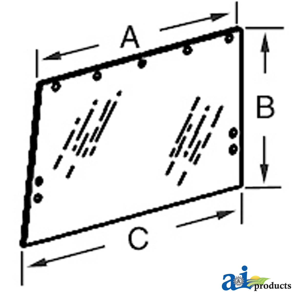 A-R50757: Fits John Deere A-R50757 Side Cab Windowpane – Replacement
