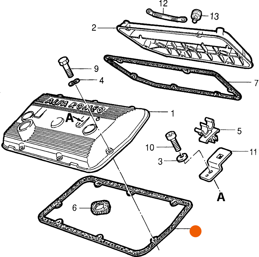 Fits Alfa Romeo Spider V6 Valve Cover Gasket, OEM Part # 60512949