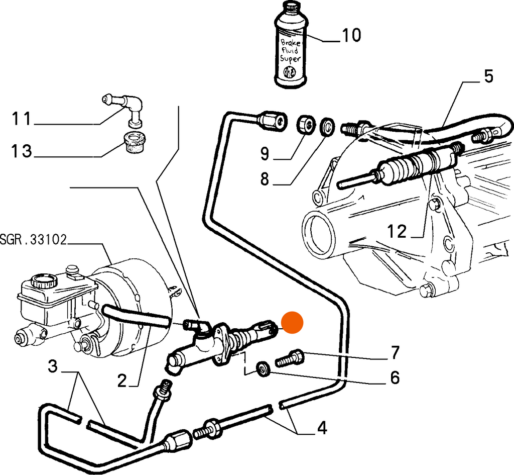 Fits Alfa Romeo 164 Clutch Slave Cylinder, OEM Part # 60518185