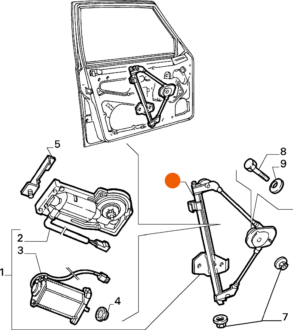 Fits Alfa Romeo 75 Right Front Window Mechanism Regulator OEM Part # 60733964