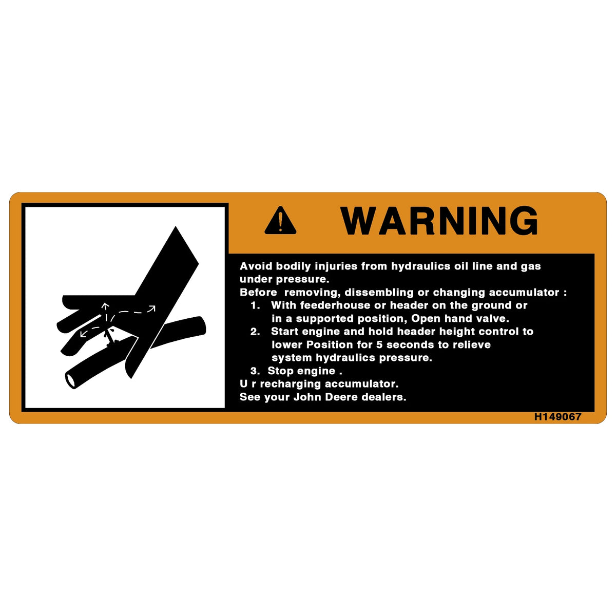 H149067: H149067: Safety Sign, Accumulator Warning