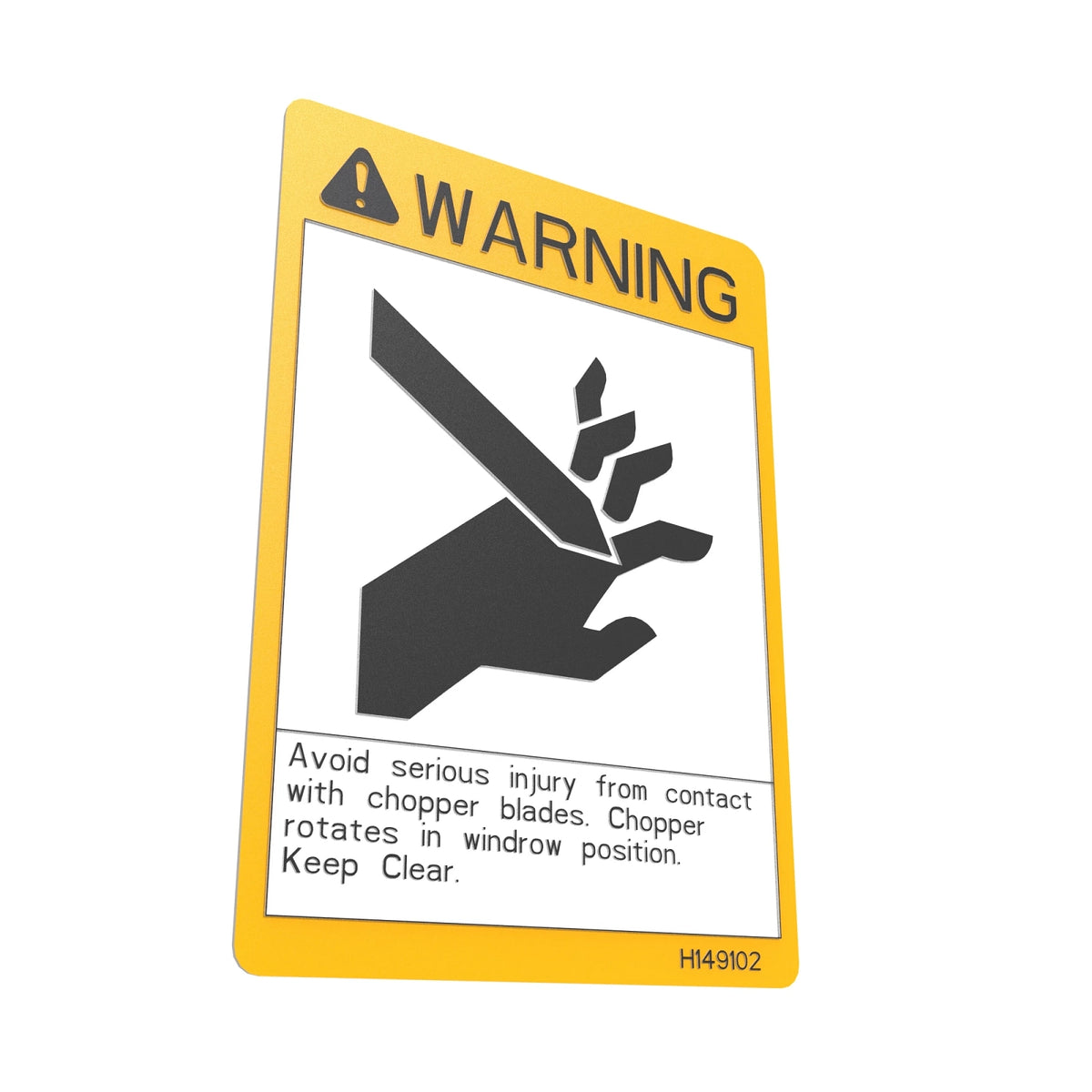 H149102: John Deere H149102 Chopper Position Warning Label