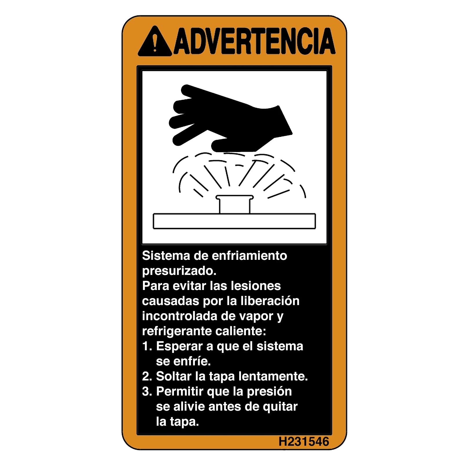 H231546: Fits John Deere H231546 Pressure Cooling System Warning Label – Genuine OEM