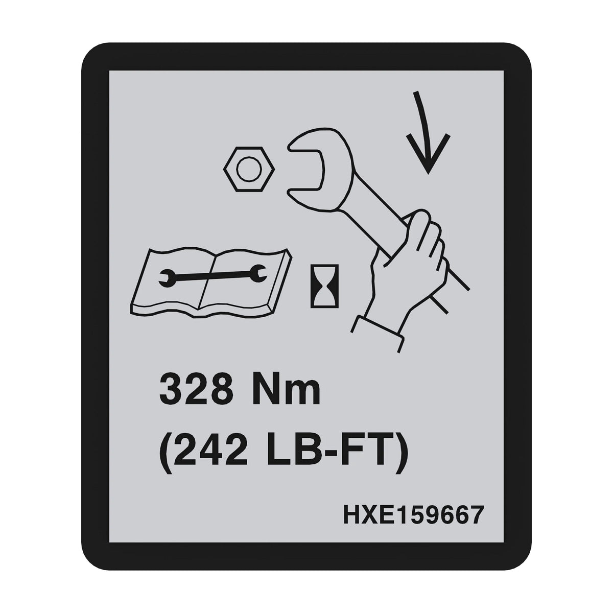 HXE159667: Fits John Deere HXE159667 E Clutch Nut torque Label – Genuine OEM