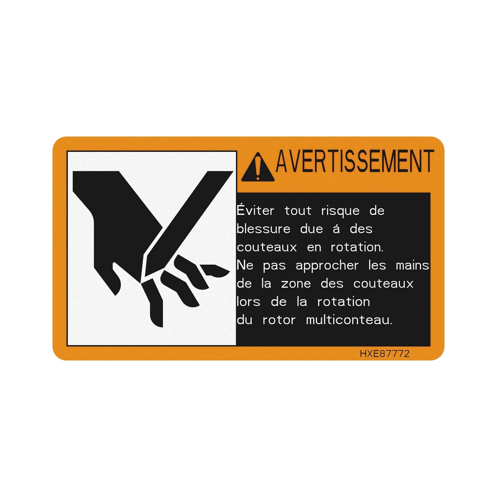 HXE87772: Fits John Deere HXE87772 Safety Sign, Hands Out of Knives Area – Genuine OEM