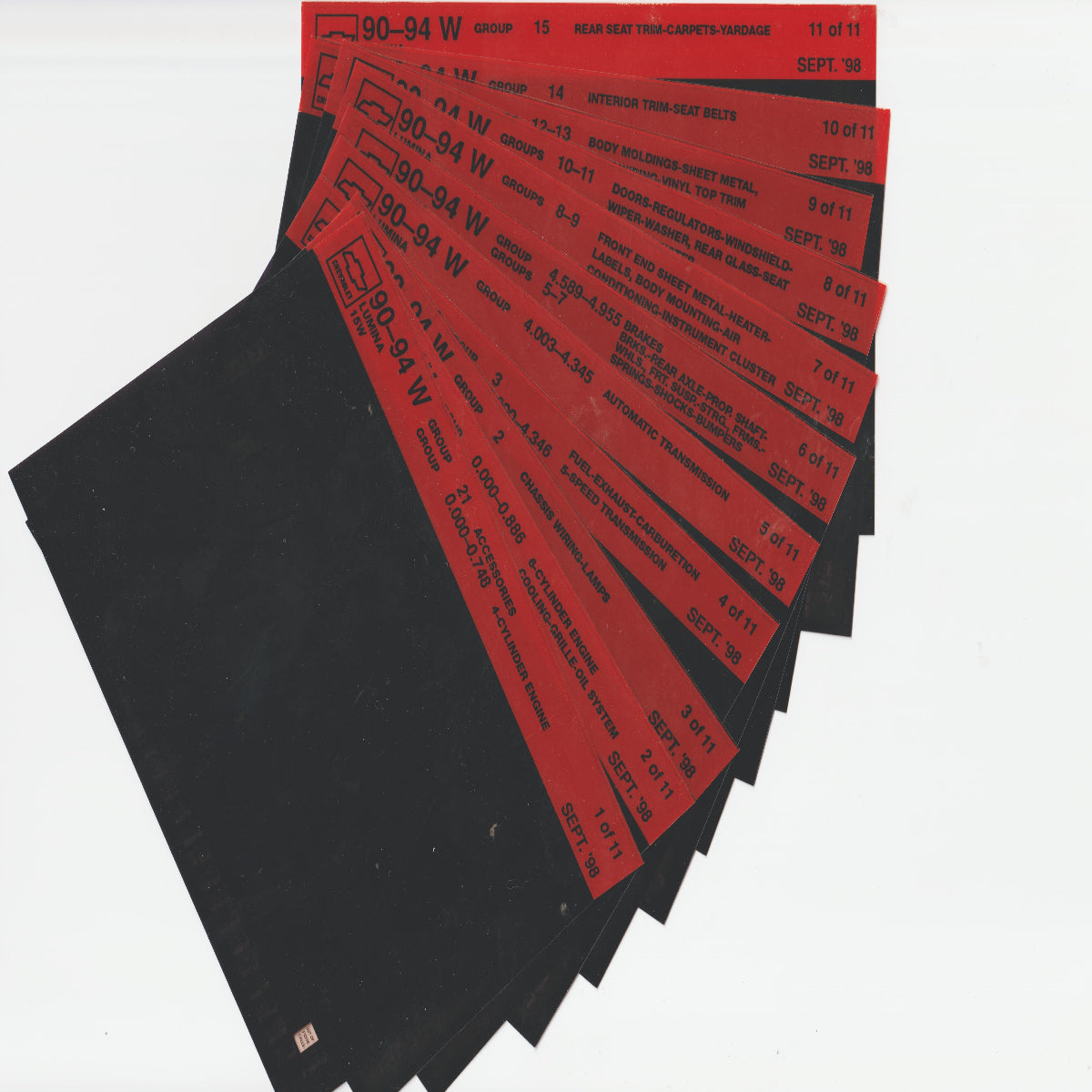 1990-1994 Chevrolet Lumina "W" Parts Microfiche Catalog Slides