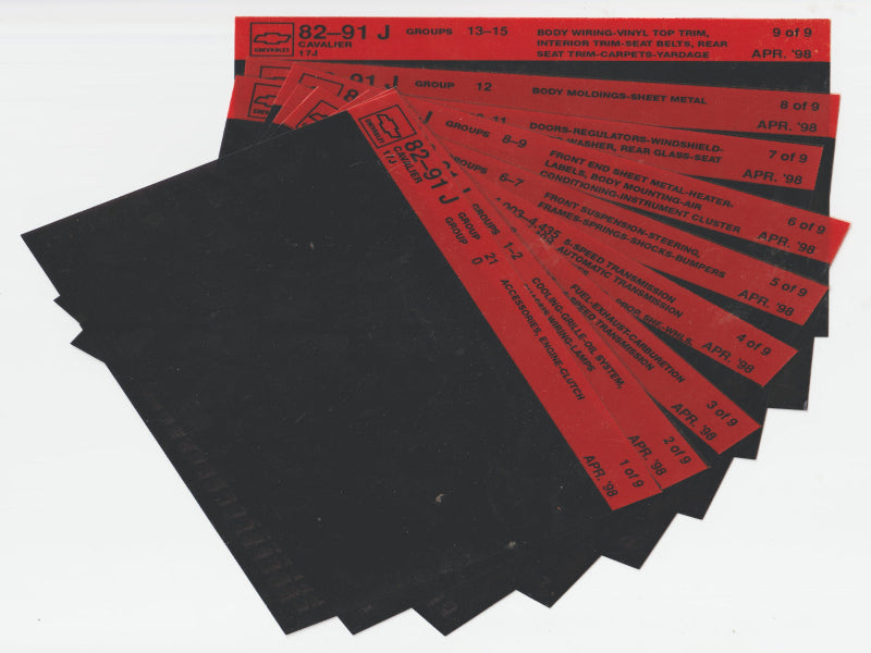 1982-1991 Chevrolet Cavalier "J" Parts Microfiche Catalog Slides