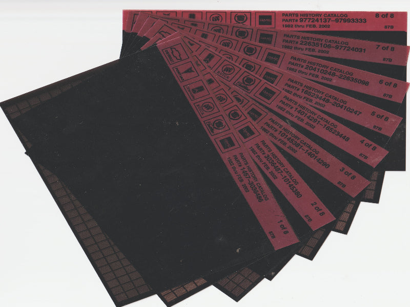 1982-2000 GM (All brands) Parts History Microfiche Catalog Slides