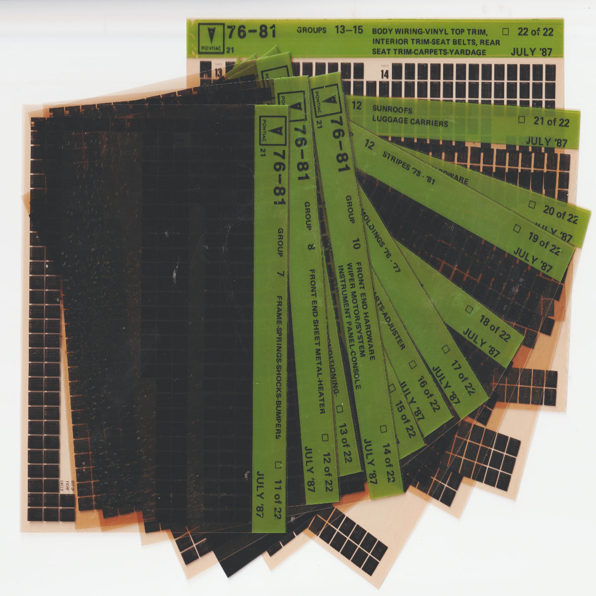 1976-1981 Pontiac (All Models) Parts Microfiche Catalog Slides