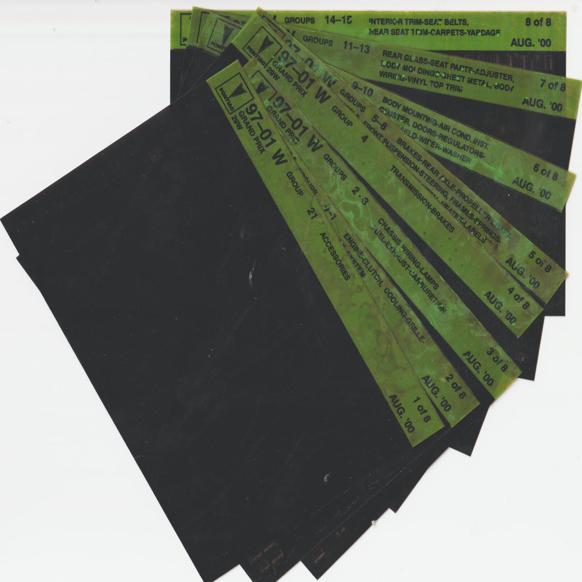 1997-2001 Pontiac Grand Prix "W" Model Parts Microfiche Catalog Slides