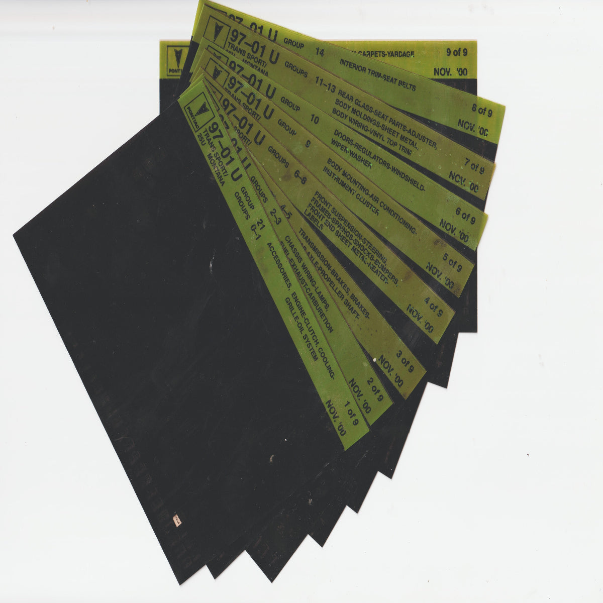 1997-2001  Pontiac Trans Sport / Montana "U" Model Parts Microfiche Catalog Slides