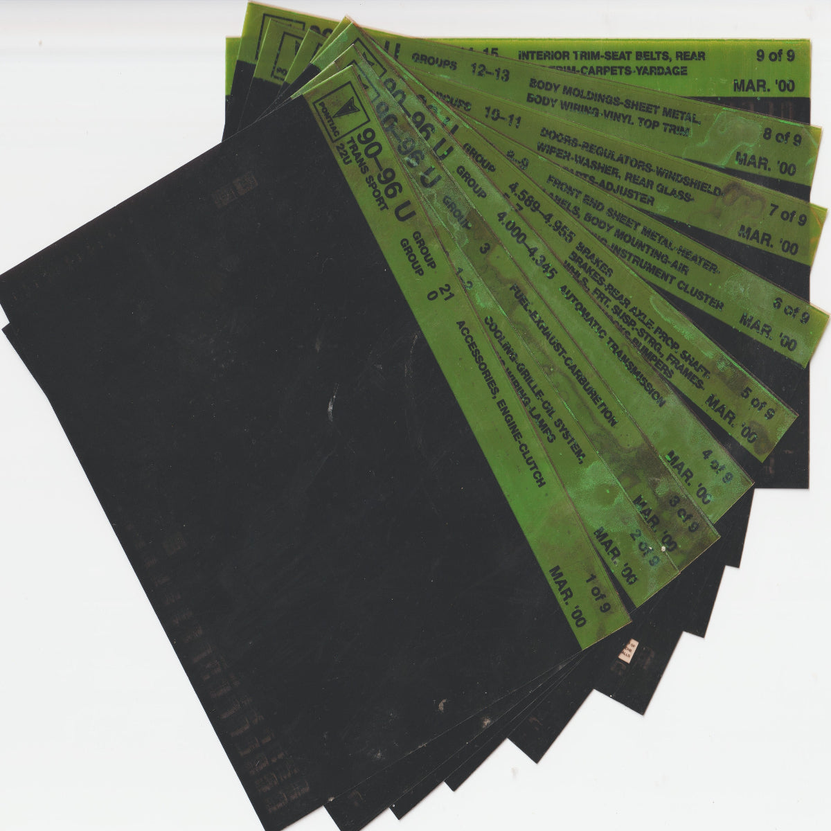 1990-1996  Pontiac Trans Sport "U" Model Parts Microfiche Catalog Slides