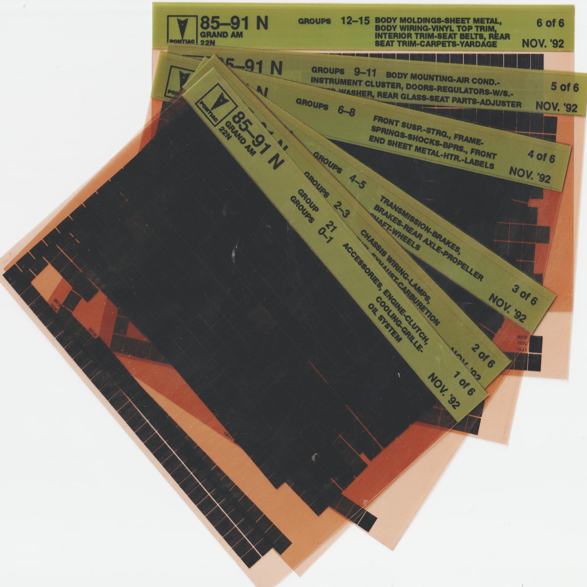 1985-1991 Pontiac Grand Am "N" Model Parts Microfiche Catalog Slides