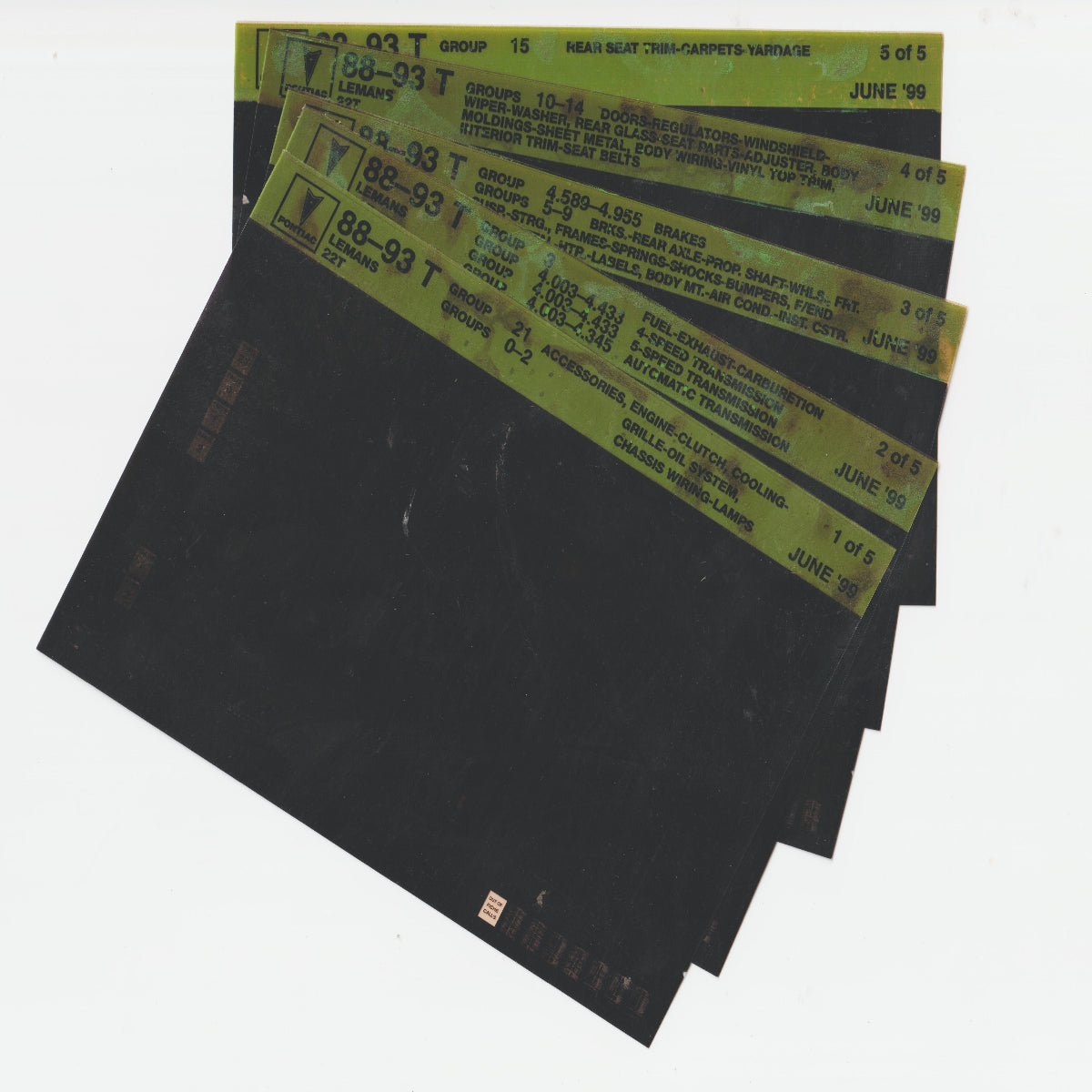 1988-1993 Pontiac LeMans "T" Model Parts Microfiche Catalog Slides