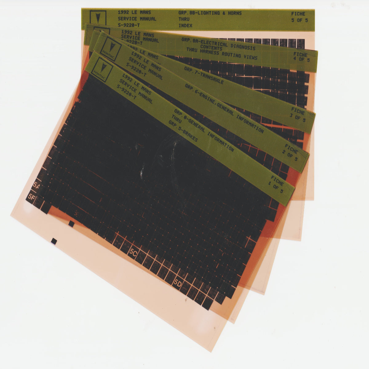 1992 Pontiac LEMANS Workshop Service Repair Manual Microfiche Slides