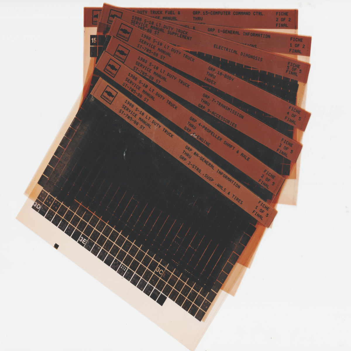 1988 Chevrolet S-10 Workshop Service Repair Manual Microfiche Slides