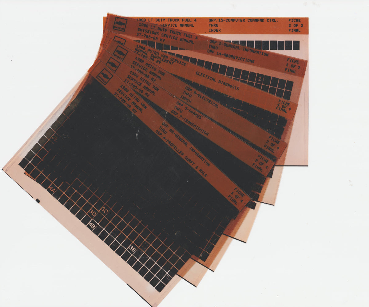 1988 Chevrolet Astro Van Workshop Service Repair Manual Microfiche Slides