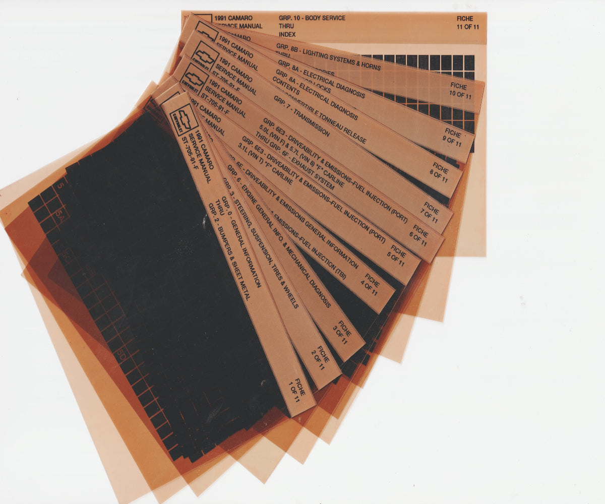 1991 Chevrolet Camaro Workshop Service Repair Manual Microfiche Slides
