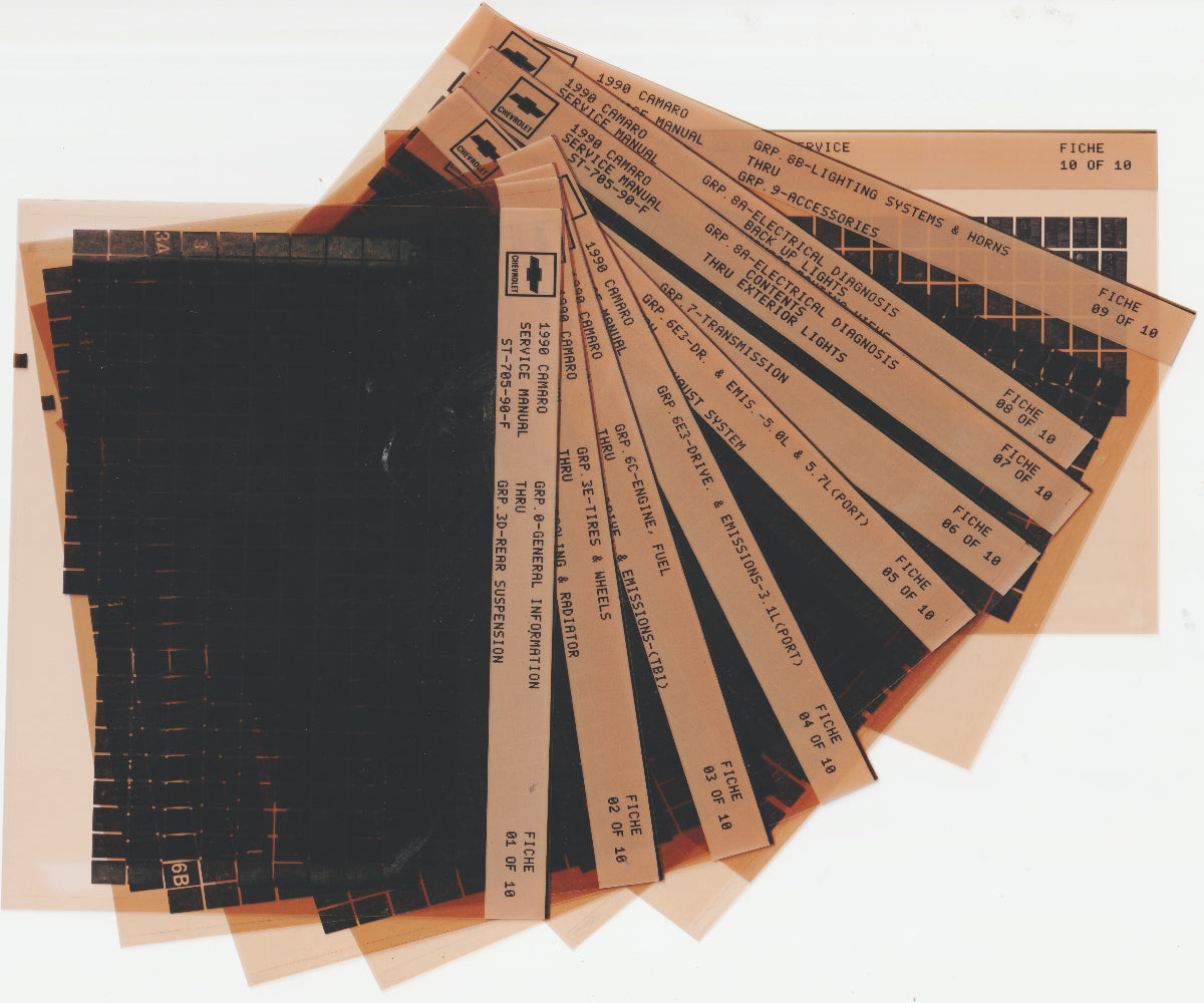 1990 Chevrolet Camaro Workshop Service Repair Manual Microfiche Slides