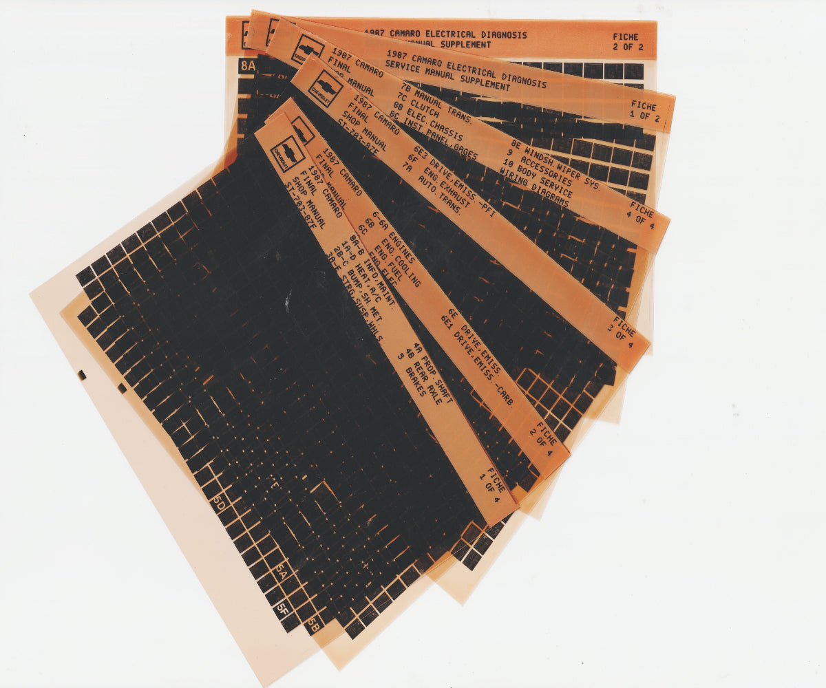 1987 Chevrolet Camaro Workshop Service Repair Manual Microfiche Slides