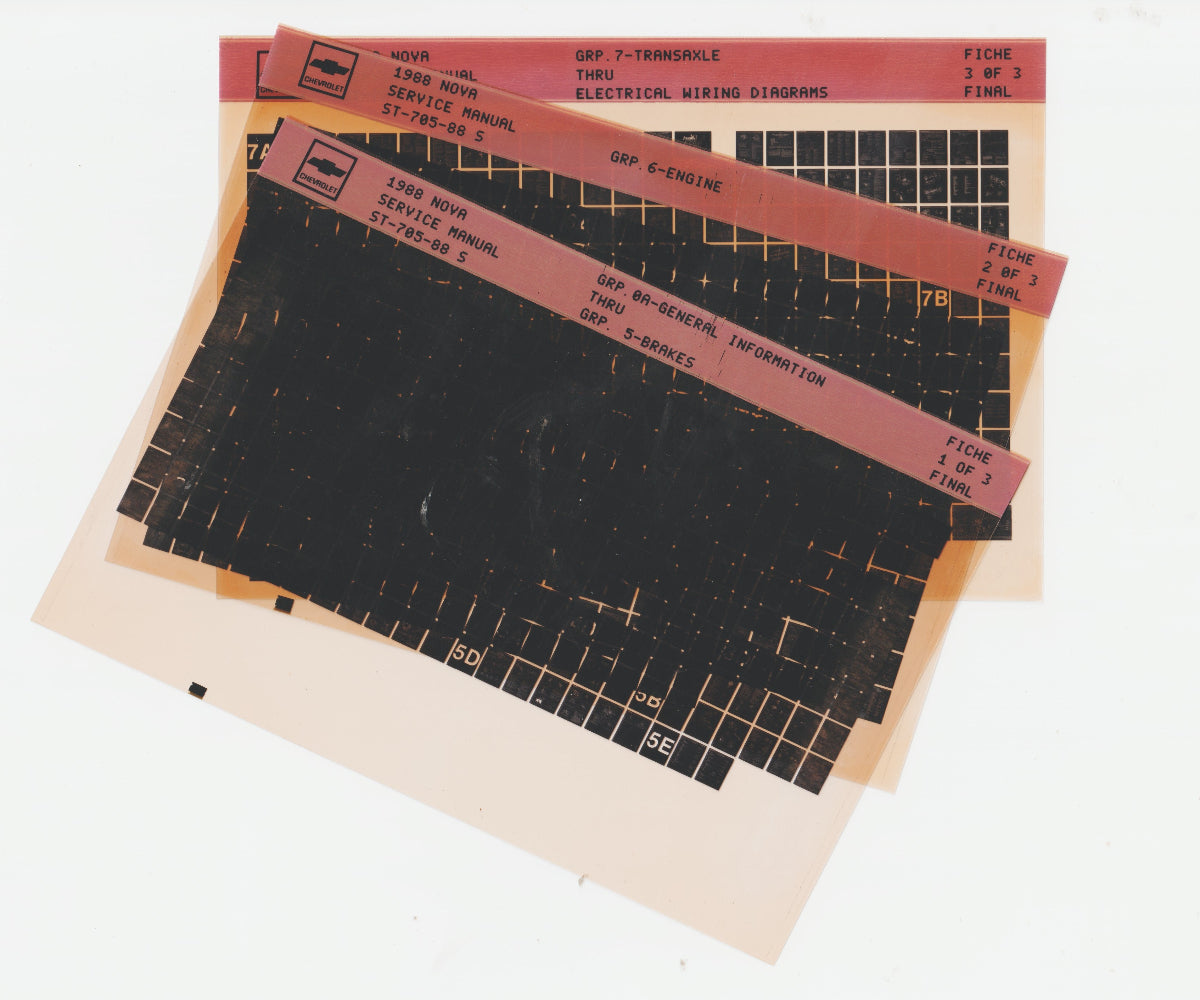 1988 Chevrolet Nova Workshop Service Repair Manual Microfiche Slides