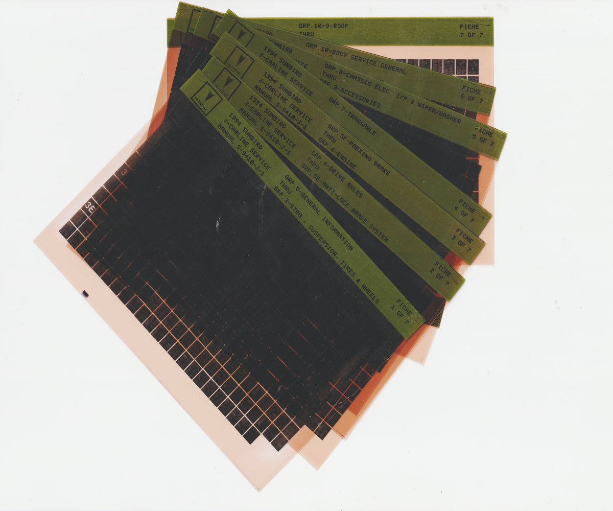 1994 Pontiac Sunbird Workshop Service Repair Manual Microfiche Slides