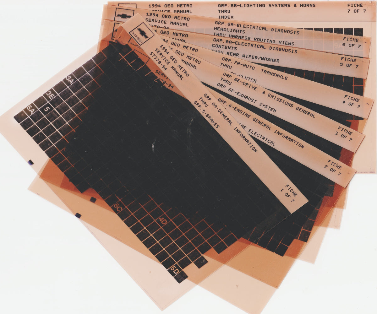 1994 Chevrolet Geo Metro Workshop Service Repair Manual Microfiche Slides