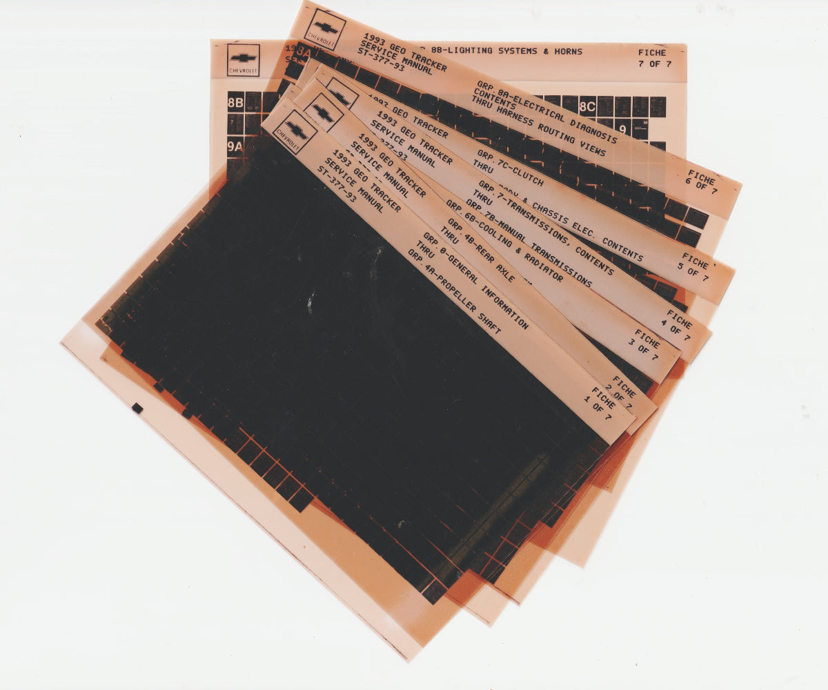1993 Chevrolet Geo Tracker Workshop Service Repair Manual Microfiche Slides