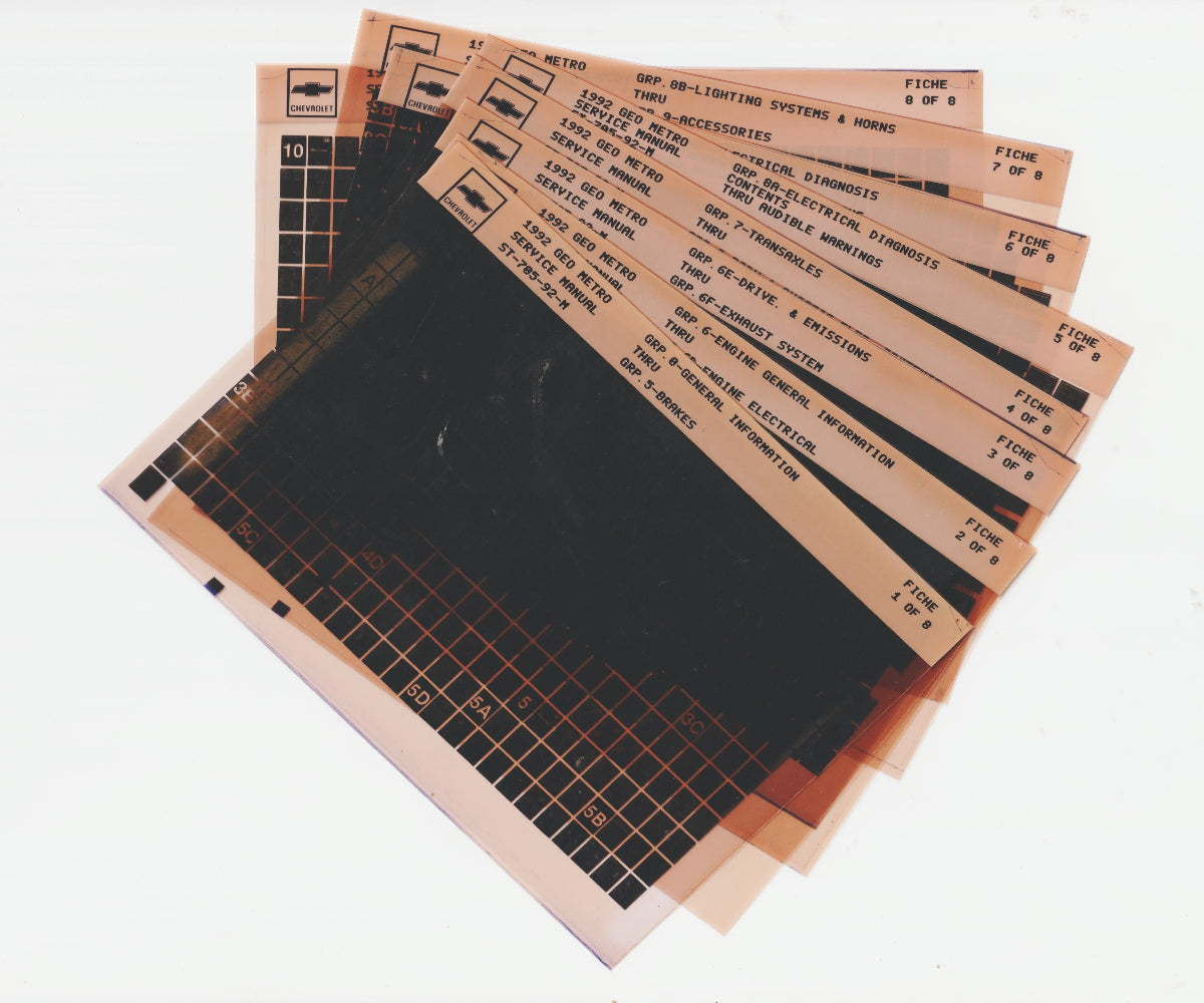 1993 Chevrolet Geo Metro Workshop Service Repair Manual Microfiche Slides