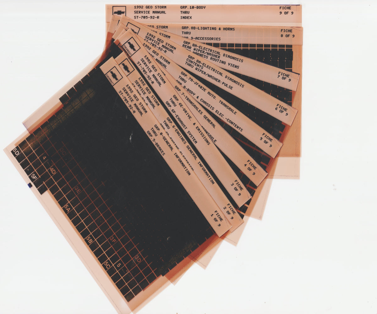 1992 Chevrolet Geo Storm Workshop Service Repair Manual Microfiche Slides