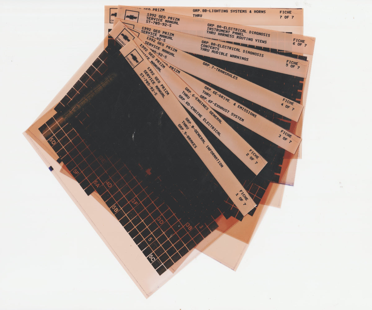 1993 Chevrolet Geo Prizm Workshop Service Repair Manual Microfiche Slides