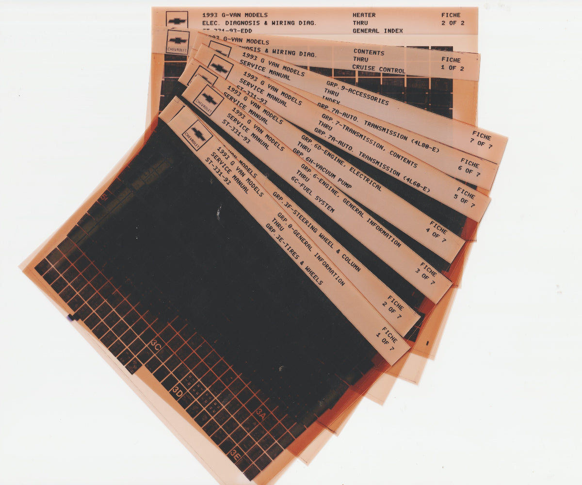 1993 Chevrolet G Van Workshop Service Repair Manual Microfiche Slides