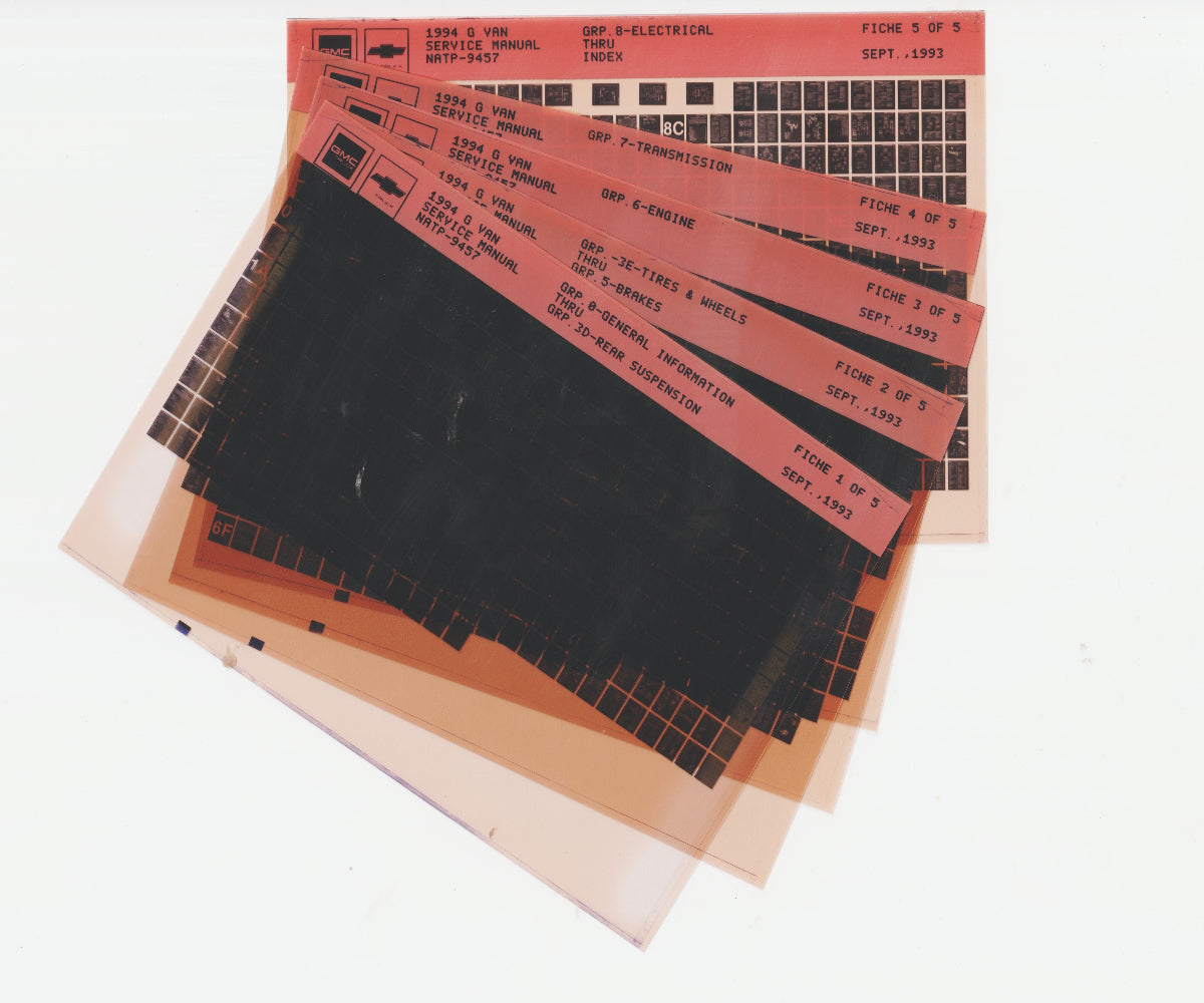 1994 Chevrolet G Van Workshop Service Repair Manual Microfiche Slides