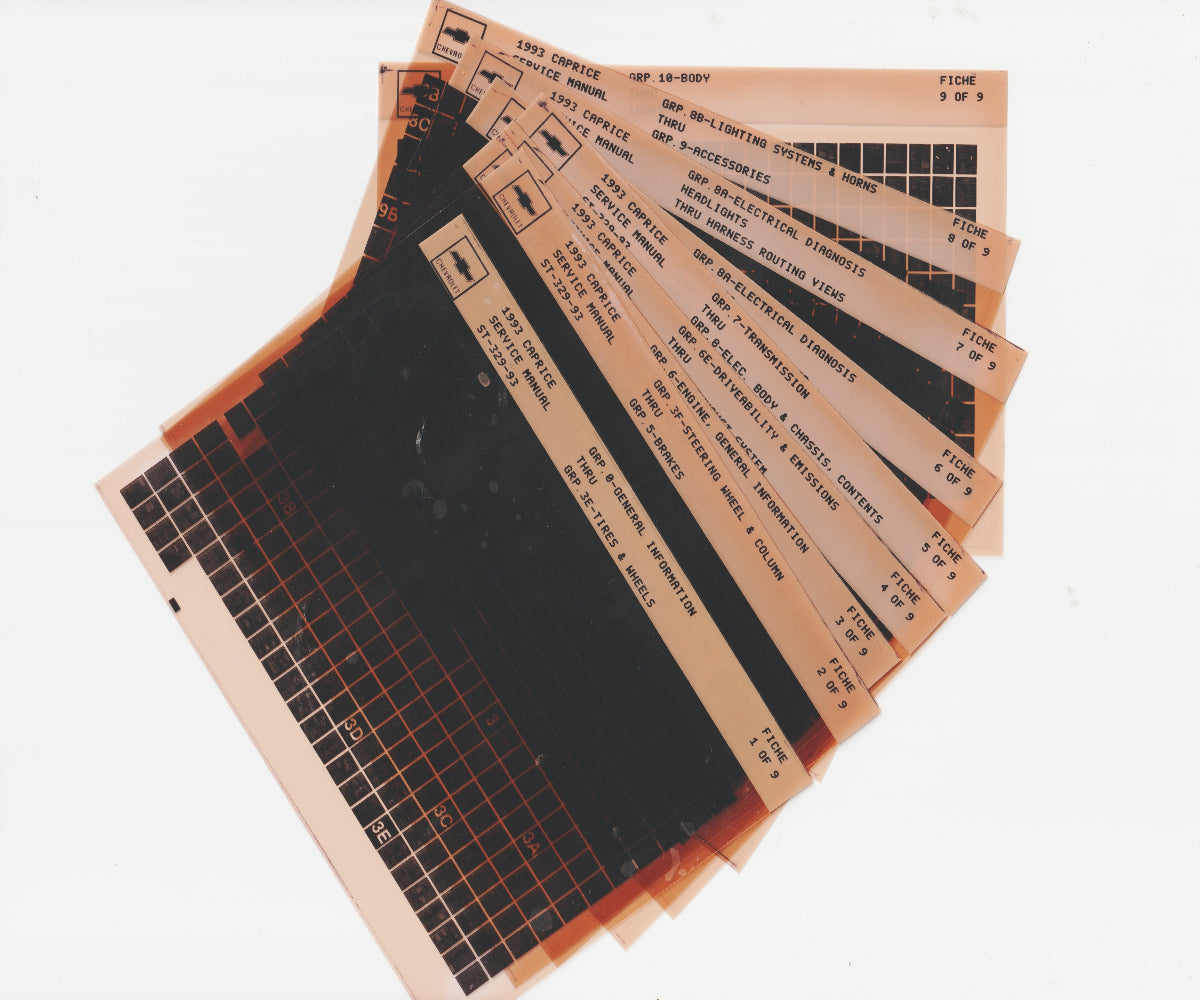 1993 Chevrolet Caprice Workshop Service Manual Microfiche Slides