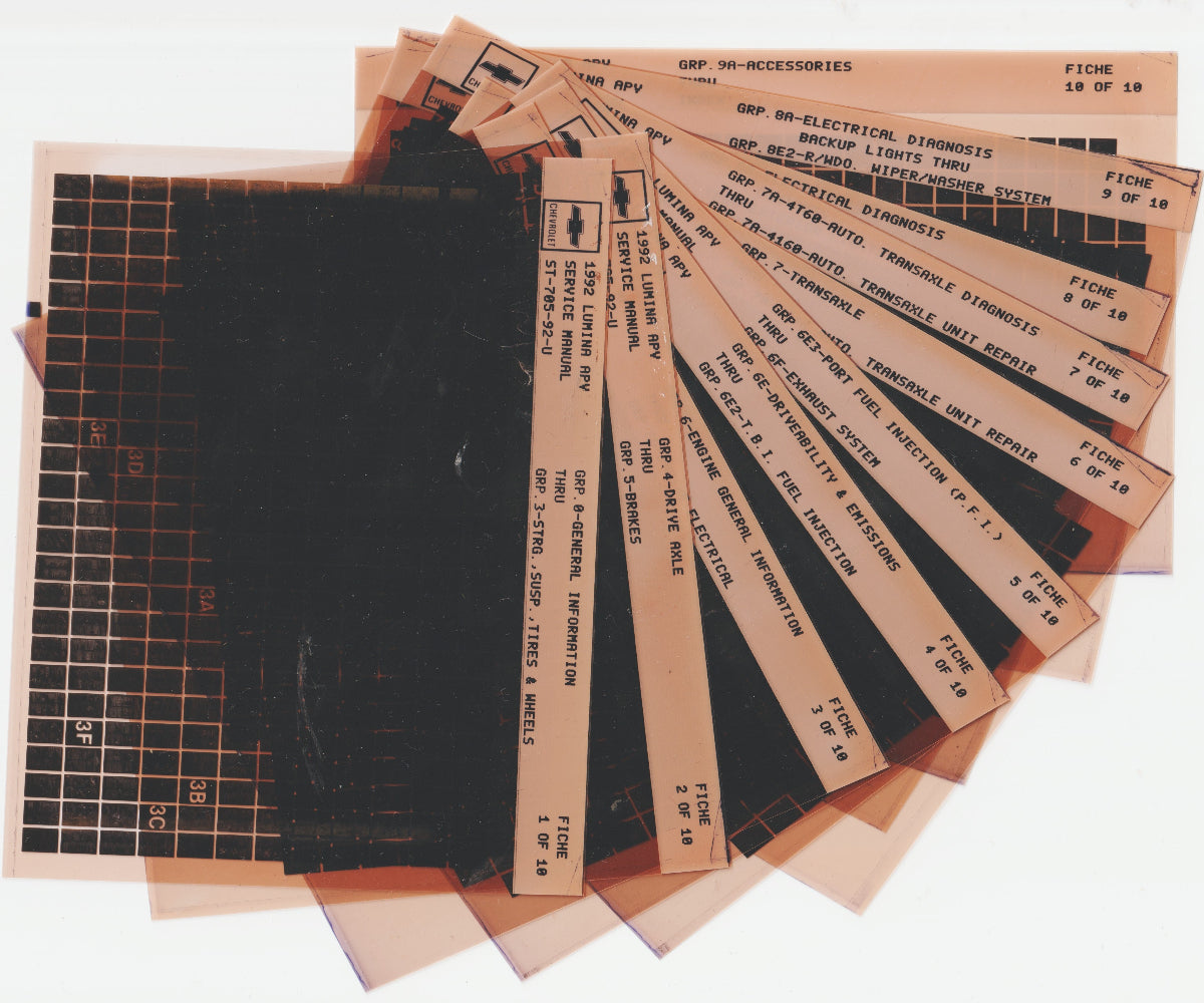 1992 Chevrolet Lumina APV Workshop Service Repair Manual Microfiche Slides