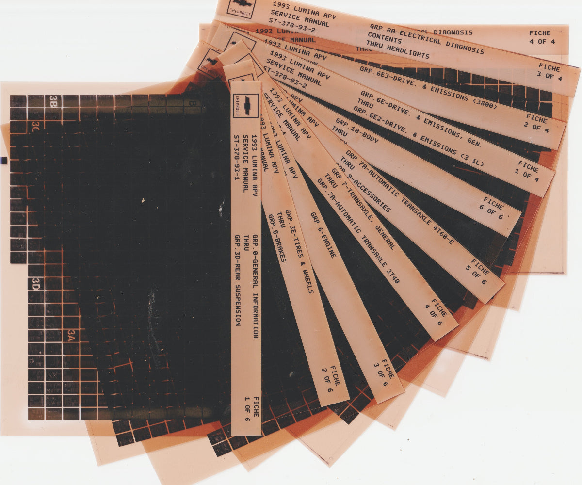 1993 Chevrolet Lumina APV Workshop Service Repair Manual Microfiche Slides
