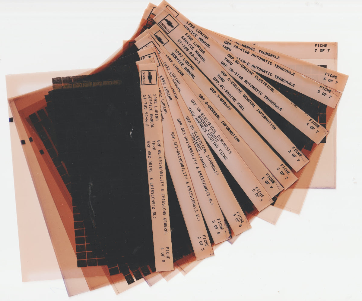 1992 Chevrolet Lumina Workshop Service Repair Manual Microfiche Slides