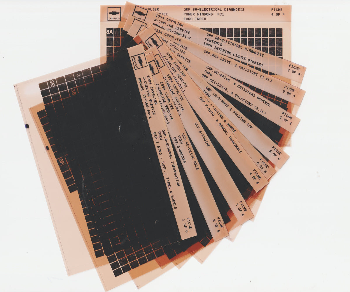 1994 Chevrolet Cavalier Workshop Repair Manual Microfiche Slides