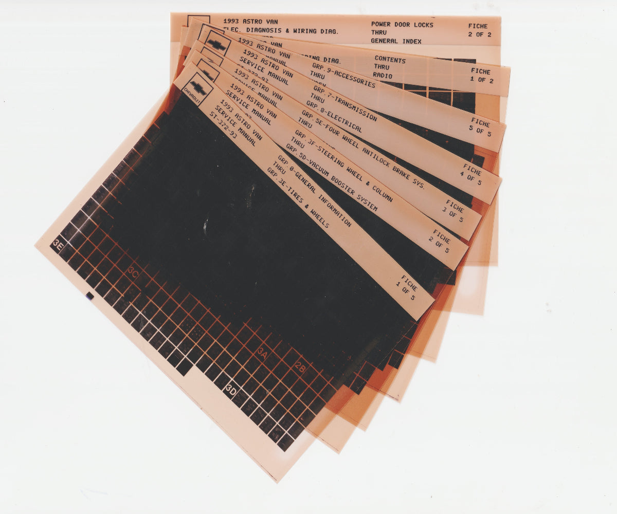 1993 Chevrolet Astro Van Workshop Repair Manual Microfiche Slides