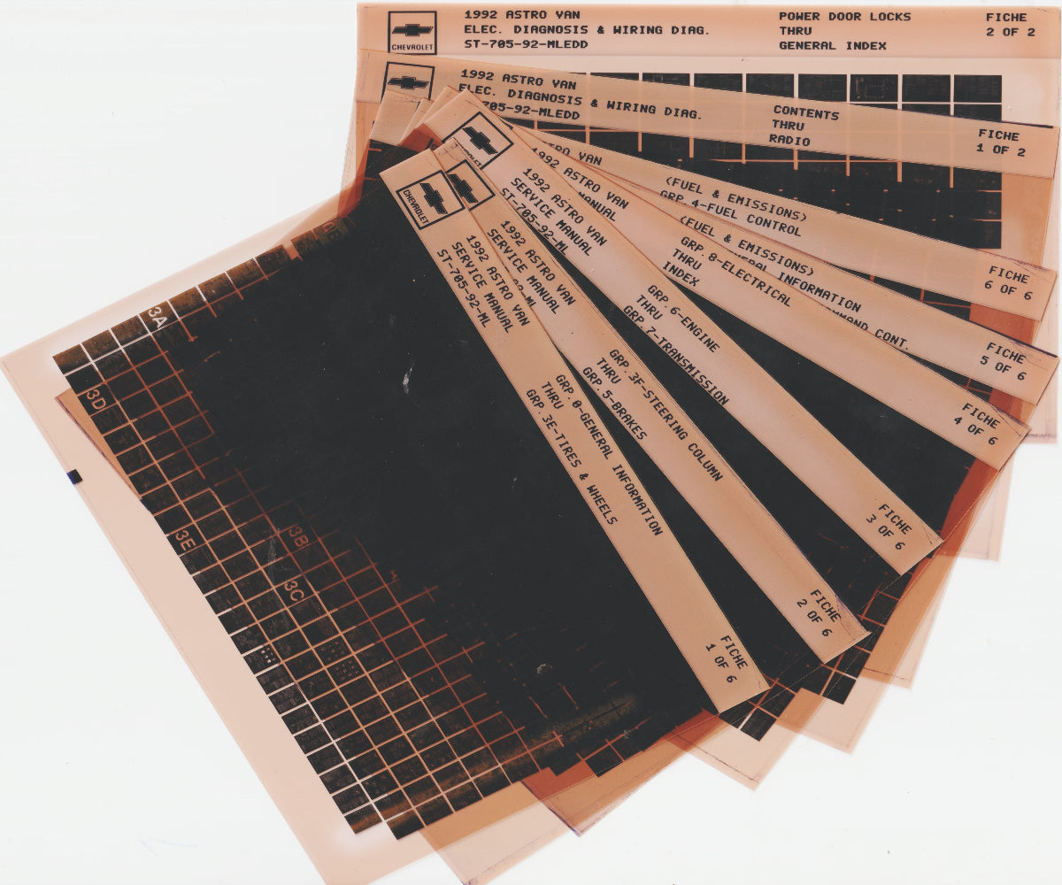 1992 Chevrolet Astro Van Workshop Repair Manual Microfiche Slides