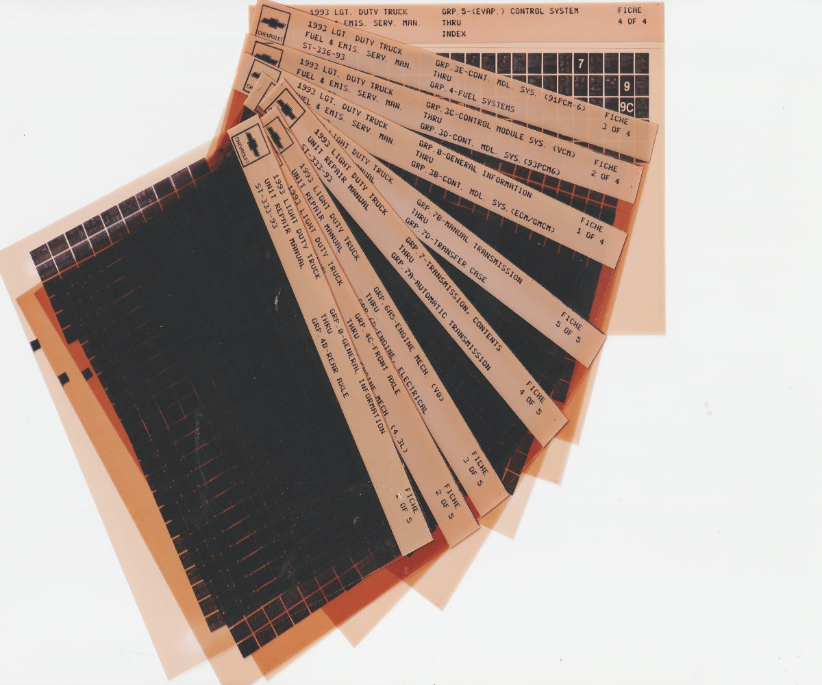 1993 Chevrolet Light Duty Truck Workshop Service Repair Manual Microfiche Slides