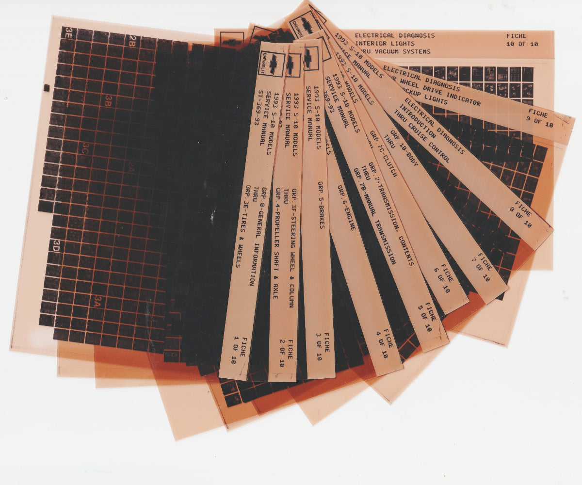 1993 Chevrolet S-10 Workshop Service Repair Manual Microfiche Slides
