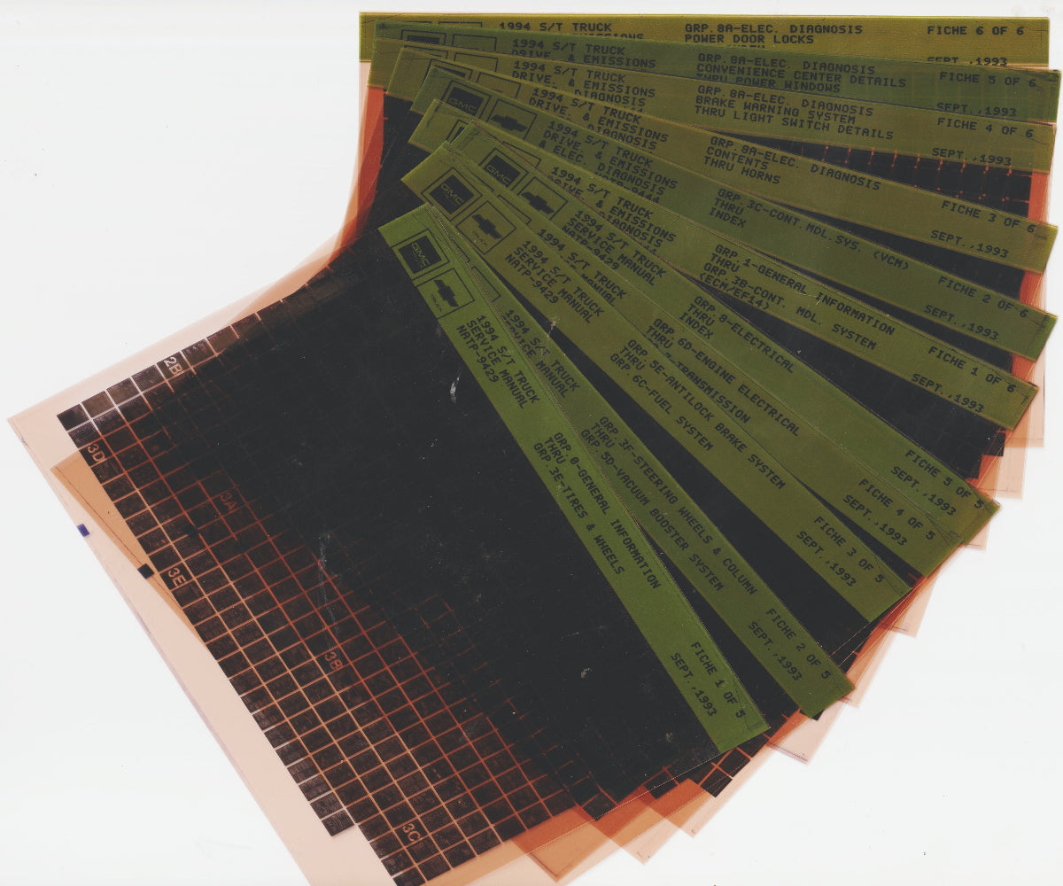 1994 Chevrolet S/T Truck Series Workshop Service Repair Manual Microfiche Slides