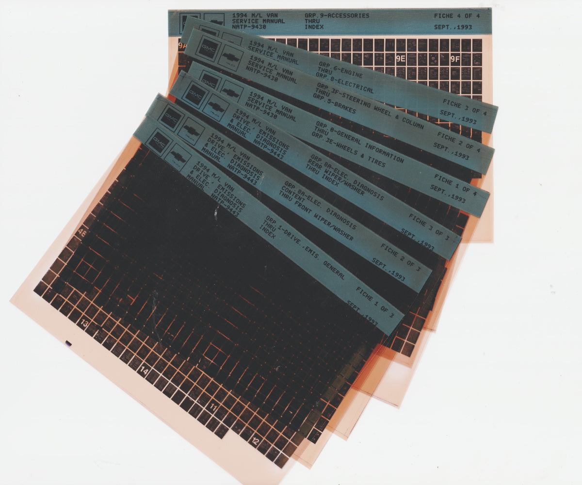 1994 Chevrolet M/L Van Workshop Service Repair Manual Microfiche Slides