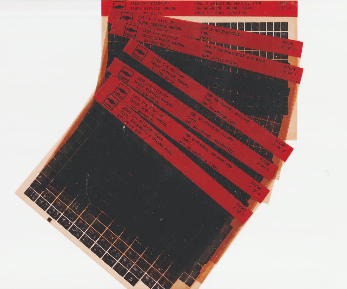 1989 Chevrolet C/K Pick-Up Truck Workshop Service Repair Manual Microfiche Slides