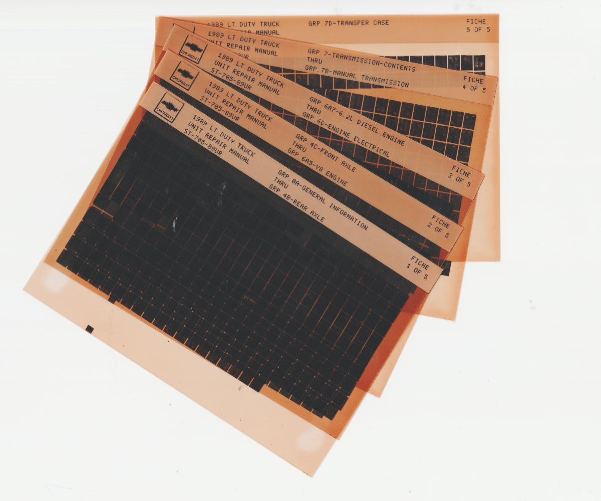 1989 Chevrolet Light Duty Truck Workshop Service Repair Manual Microfiche