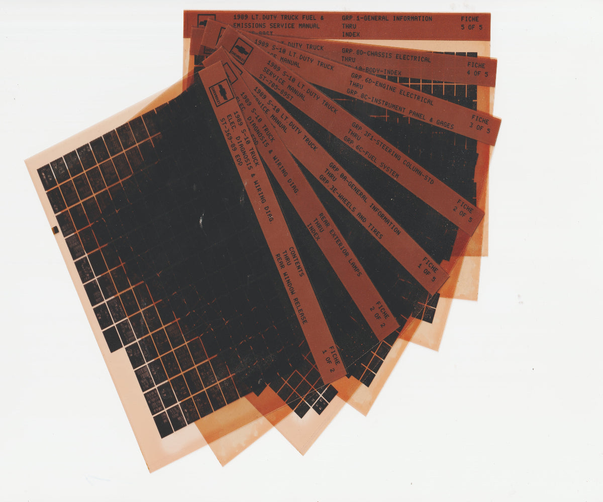 1989 Chevrolet S-10 Workshop Service Repair Manual Microfiche Slides