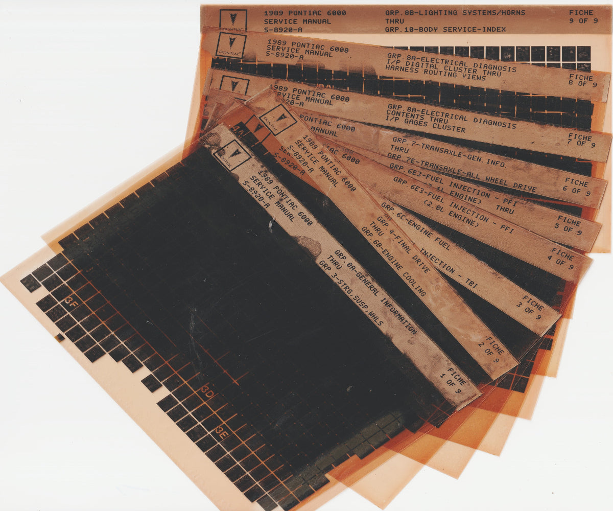 1989 Pontiac 6000 Workshop Service Repair Manual Microfiche Slides